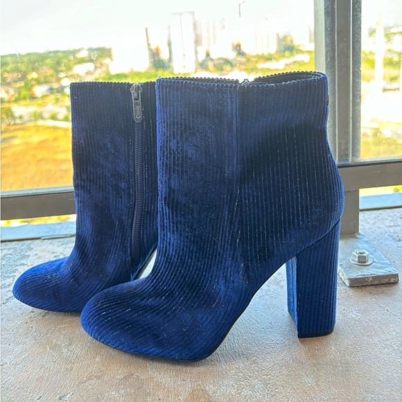 Suede blue and silver booties. Size 7.5. - Picture 1 of 5
